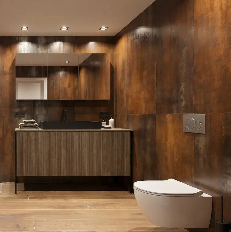 baño moderno marron